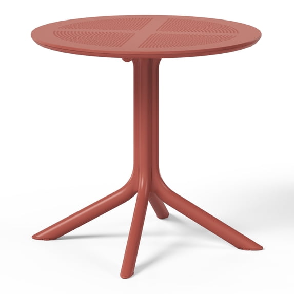 WestinTrends Playa 31.5" Round Plastic Outdoor Patio Dining Table for 4, Red