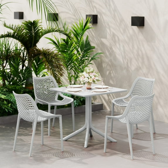 WestinTrends Playa 31.5" Square Plastic Outdoor Patio Dining Table for 4, Gray