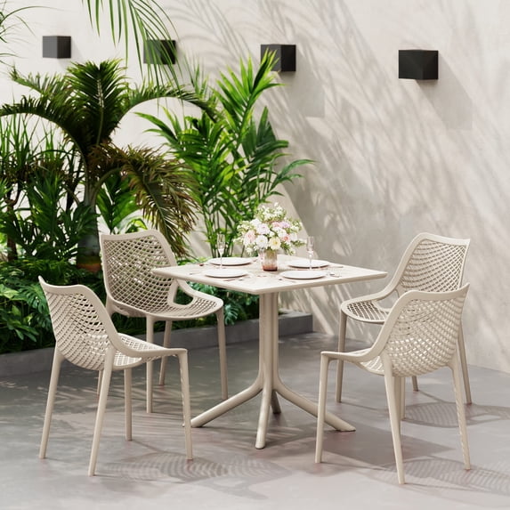 WestinTrends Playa 31.5" Square Plastic Outdoor Patio Dining Table for 4, Sand