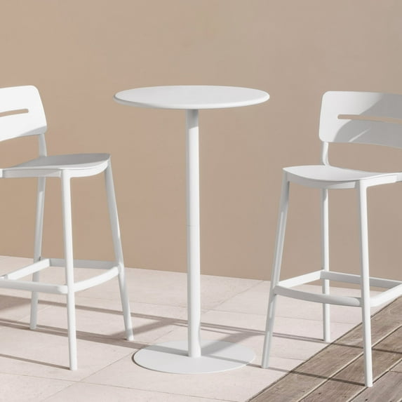 WestinTrends Playa 41.25" Adjustable Metal Round Bar Height Table, White