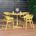 thumbnail image 1 of WestinTrends Playa 5-Piece Indoor Outdoor Metal Patio Dining Table Set With Stackable Patio Chairs, Yellow, 1 of 16