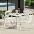 thumbnail image 1 of WestinTrends Playa 5-Piece Indoor Outdoor Metal Patio Dining Table Set With Stackable Plastic Patio Arm Chairs, White, 1 of 15