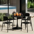 thumbnail image 1 of WestinTrends Playa 5-Piece Indoor Outdoor Metal Round Patio Dining Table Set With Stackable Resin Patio Side Chairs, Black, 1 of 14
