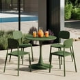 thumbnail image 1 of WestinTrends Playa 5-Piece Indoor Outdoor Metal Round Patio Dining Table Set With Stackable Resin Patio Side Chairs, Olive Green, 1 of 14