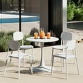 thumbnail image 1 of WestinTrends Playa 5-Piece Indoor Outdoor Metal Round Patio Dining Table Set With Stackable Resin Patio Side Chairs, White, 1 of 14