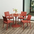 thumbnail image 1 of WestinTrends Playa 5-Piece Indoor Outdoor Round Metal Patio Dining Table Set With Stackable Patio Dining Side Chairs, Red, 1 of 14