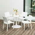 thumbnail image 1 of WestinTrends Playa 5-Piece Indoor Outdoor Round Metal Patio Dining Table Set With Stackable Patio Dining Side Chairs, White, 1 of 14