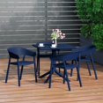 thumbnail image 1 of WestinTrends Playa 5-Piece Modern Patio Square Dining Table Set with Stackable Patio Dining Chairs, Navy Blue, 1 of 13