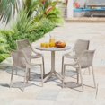 thumbnail image 1 of WestinTrends Playa 5-Piece Modern Round Patio Dining Table Set with Stackable Patio Dining Chairs, Sand, 1 of 16