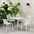 thumbnail image 1 of WestinTrends Playa 5-Piece Modern Square Patio Dining Table Set with Stackable Patio Dining Chairs, White, 1 of 15