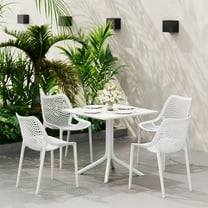 WestinTrends Playa 5-Piece Modern Square Patio Dining Table Set with Stackable Patio Dining Chairs, White