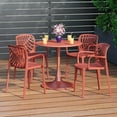 thumbnail image 1 of WestinTrends Playa 5-Piece Outdoor Indoor Metal Patio Dining Table Set With Stackable Patio Arm Chairs, Red, 1 of 14