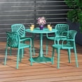 thumbnail image 1 of WestinTrends Playa 5-Piece Outdoor Indoor Metal Patio Dining Table Set With Stackable Patio Arm Chairs, Turquoise, 1 of 16