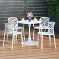 thumbnail image 1 of WestinTrends Playa 5-Piece Outdoor Indoor Metal Patio Dining Table Set With Stackable Patio Arm Chairs, White, 1 of 14