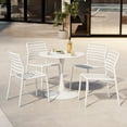 thumbnail image 1 of WestinTrends Playa 5-Piece Outdoor Indoor Metal Patio Dining Table Set With Stackable Plastic Patio Side Chairs, White, 1 of 13