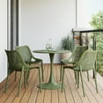 thumbnail image 1 of WestinTrends Playa 5-Piece Outdoor Indoor Round Metal Dining Table Set And Stackable Resin Patio Dining Side Chairs, Olive Green, 1 of 14