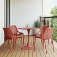 thumbnail image 1 of WestinTrends Playa 5-Piece Outdoor Indoor Round Metal Dining Table Set And Stackable Resin Patio Dining Side Chairs, Red, 1 of 14