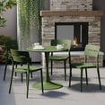 thumbnail image 1 of WestinTrends Playa 5-Piece Outdoor Indoor Round Metal Patio Dining Table Set With Stackable Patio Chairs, Olive Green, 1 of 14
