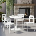 thumbnail image 1 of WestinTrends Playa 5-Piece Outdoor Indoor Round Metal Patio Dining Table Set With Stackable Patio Chairs, White, 1 of 14
