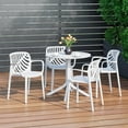 thumbnail image 1 of WestinTrends Playa 5-Piece Outdoor Resin Round Patio Dining Table Set with Modern Stackable Patio Dining Chairs, White, 1 of 15
