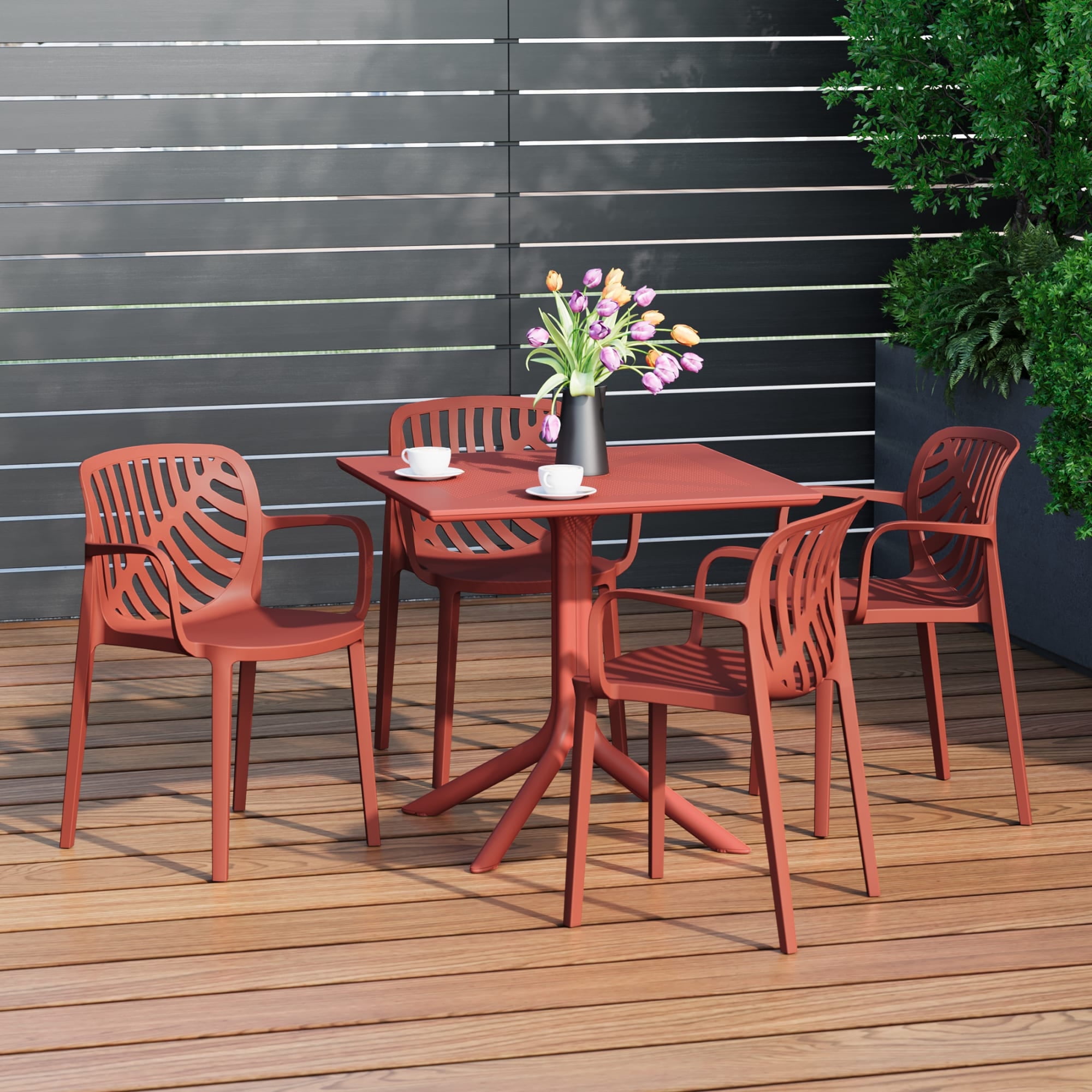 WestinTrends Playa 5-Piece Outdoor Resin Square Patio Dining Table Set ...