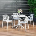thumbnail image 1 of WestinTrends Playa 5-Piece Outdoor Resin Square Patio Dining Table Set with Modern Stackable Patio Dining Chairs, White, 1 of 15