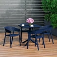 thumbnail image 1 of WestinTrends Playa 5-Piece Outdoor Resin Square Patio Dining Table Set with Stackable Patio Dining Chairs, Navy Blue, 1 of 13