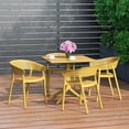 thumbnail image 1 of WestinTrends Playa 5-Piece Outdoor Resin Square Patio Dining Table Set with Stackable Patio Dining Chairs, Yellow, 1 of 13