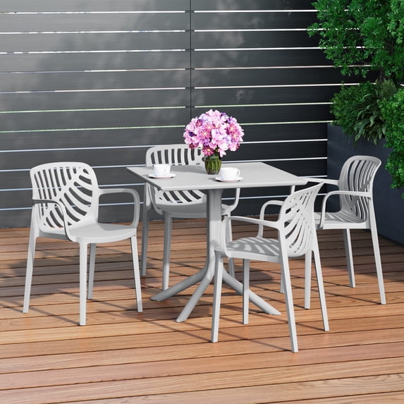 WestinTrends Playa 5-Piece Outdoor Square Patio Dining Table Set with Stackable Patio Dining Chairs, Gray