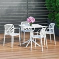 thumbnail image 1 of WestinTrends Playa 5-Piece Outdoor Square Patio Dining Table Set with Stackable Patio Dining Chairs, White, 1 of 16