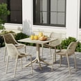 thumbnail image 1 of WestinTrends Playa 5-Piece Resin Square Patio Dining Table Set with Stackable Patio Dining Chairs, Sand, 1 of 13