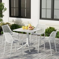 WestinTrends Playa 5-Piece Resin Square Patio Dining Table Set with Stackable Patio Dining Chairs, White