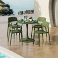 thumbnail image 1 of WestinTrends Playa 5-Piece Round Metal Bistro Dining Table Set And Stackable Resin Patio Dining Side Chairs, Olive Green, 1 of 14