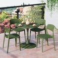 thumbnail image 1 of WestinTrends Playa 5-Piece Round Metal Bistro Dining Table Set And Stackable Resin Patio Dining Side Chairs, Olive Green, 1 of 14