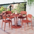 thumbnail image 1 of WestinTrends Playa 5-Piece Round Metal Bistro Dining Table Set And Stackable Resin Patio Dining Side Chairs, Red, 1 of 14