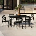 thumbnail image 1 of WestinTrends Playa 7-Piece Metal Rectangular Patio Dining Table Set With Stackable Plastic Dining Chairs For 6, Black, 1 of 15