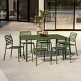 thumbnail image 1 of WestinTrends Playa 7-Piece Metal Rectangular Patio Dining Table Set With Stackable Plastic Dining Chairs For 6, Olive Green, 1 of 15