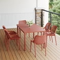 thumbnail image 1 of WestinTrends Playa 7-Piece Outdoor Metal Patio Dining Table Set With Stackable Patio Chairs, Red, 1 of 16