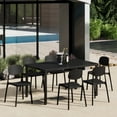 thumbnail image 1 of WestinTrends Playa 7-Piece Outdoor Rectangular Metal Patio Dining Table Set With Mid-Century Modern Stackable Patio Side Chairs, Black, 1 of 15