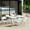 thumbnail image 1 of WestinTrends Playa 7-Piece Outdoor Rectangular Metal Patio Dining Table Set With Mid-Century Modern Stackable Patio Side Chairs, White, 1 of 15