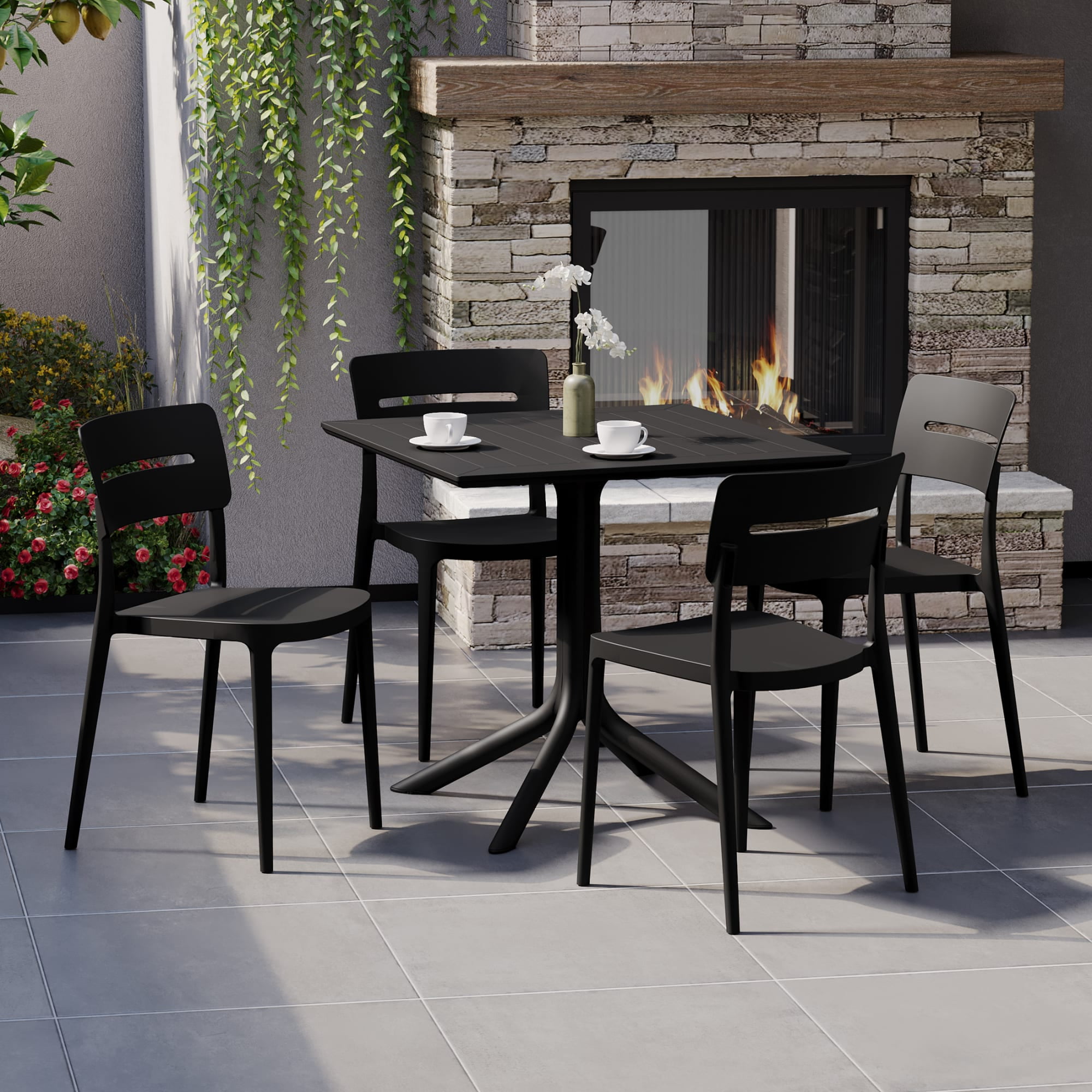 WestinTrends Playa Modern 5-Piece Resin Patio Dining Table Set with ...