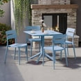 thumbnail image 1 of WestinTrends Playa Modern 5-Piece Resin Patio Dining Table Set with Stackable Patio Dining Chairs, French Blue, 1 of 13