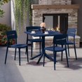 thumbnail image 1 of WestinTrends Playa Modern 5-Piece Resin Patio Dining Table Set with Stackable Patio Dining Chairs, Navy Blue, 1 of 6