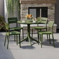 thumbnail image 1 of WestinTrends Playa Modern 5-Piece Resin Round Patio Dining Table Set with Stackable Patio Dining Chairs, Olive Green, 1 of 15