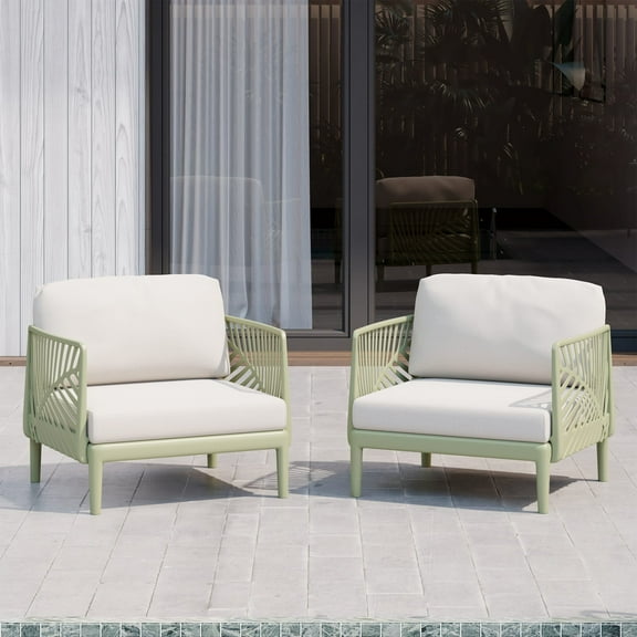 WestinTrends Playa Modern Outdoor Polypropylene Resin Deep Seating Patio Club Chair (Set of 2), Green