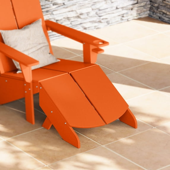 WestinTrends Riviera Modern HDPE Plastic Folding Patio Adirondack Ottoman, Orange