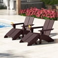 thumbnail image 1 of WestinTrends Riviera Outdoor 4-Piece HDPE Modern Adirondack Chairs Set with Folding Patio Ottomans and Cup Holder, Dark Brown, 1 of 11