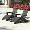 thumbnail image 1 of WestinTrends Riviera Outdoor 4-Piece HDPE Modern Adirondack Chairs Set with Folding Patio Ottomans and Cup Holder, Gray, 1 of 15