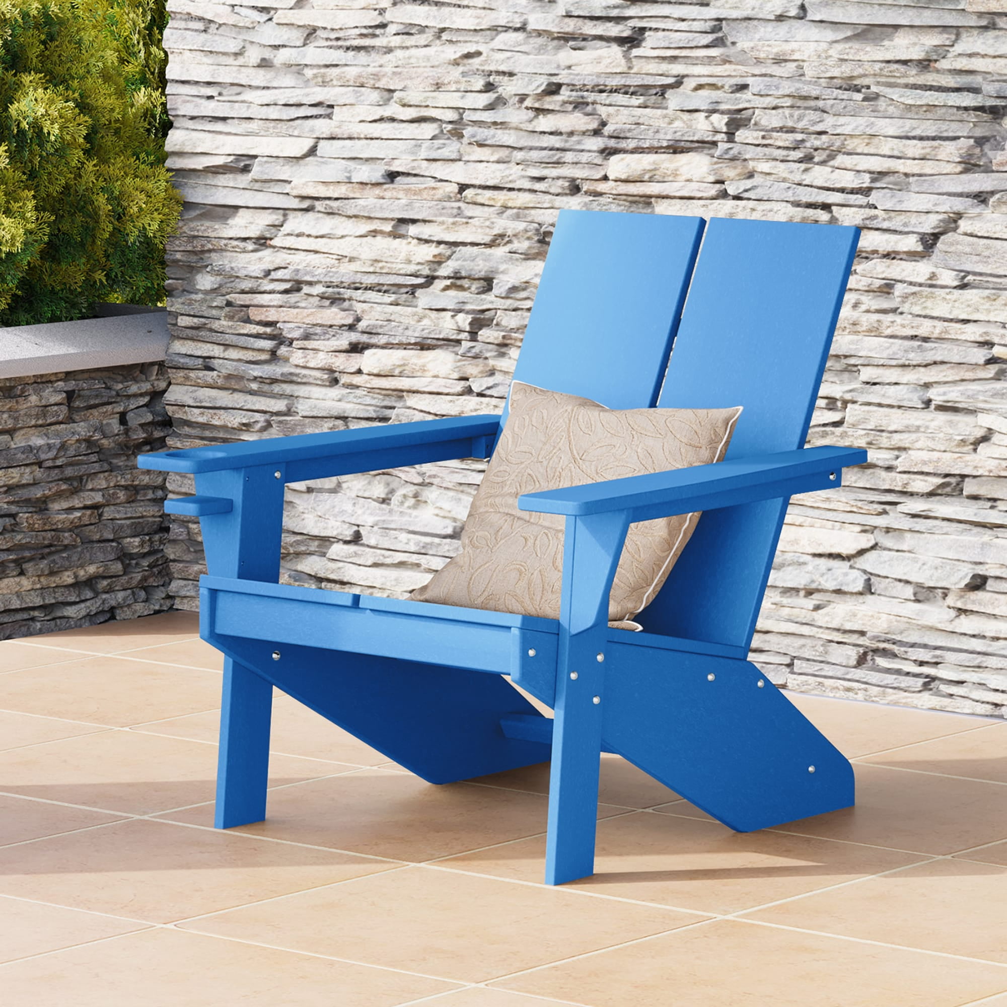 WestinTrends Riviera Outdoor HDPE Modern Adirondack Chair with Cup ...