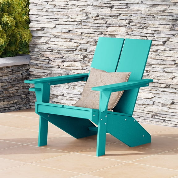 WestinTrends Riviera Outdoor HDPE Modern Adirondack Chair with Cup Holder, Turquoise